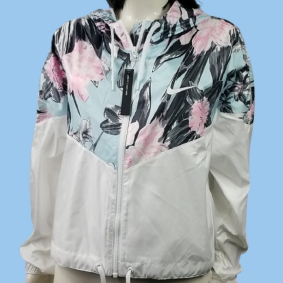 Nike Floral Cropped Windrunner Jacket AR5151 100 - Picture 2 of 14